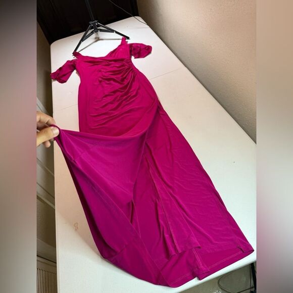 ✔️New Ralph Lauren Evening Pink Short Sleeve Off Shoulder Maxi Sheath Dress Sz 6 - Picture 11 of 11